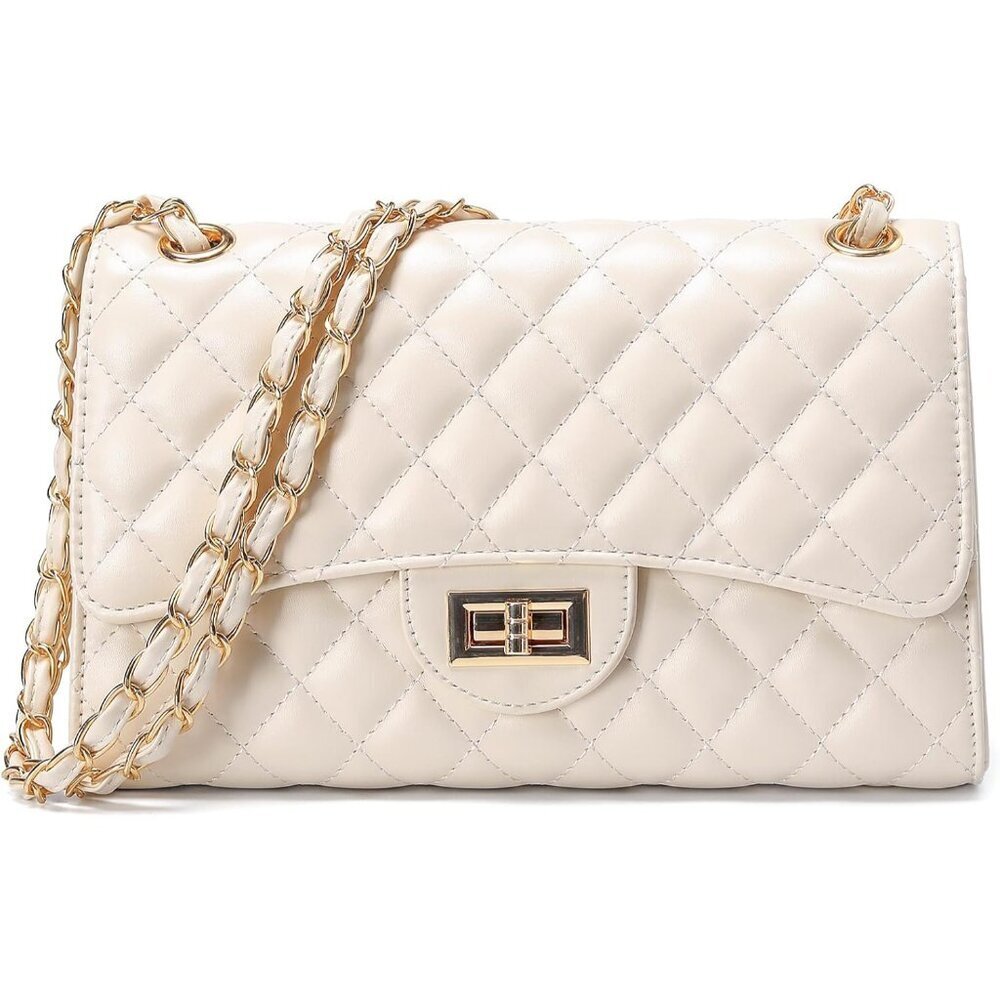 Quilted Leather Crossbody Bag Women Faux Leather Large Capacity Stylish Purse